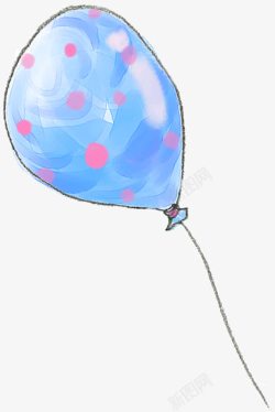 手绘蓝粉色斑点气球素材