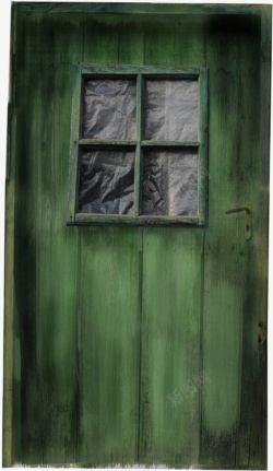 绿色墙壁十字复古窗口素材