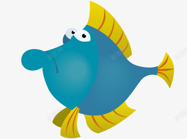 蓝色黄色海洋卡通噘嘴鱼png免抠素材_88icon https://88icon.com 卡通可爱 卡通可爱元素 噘嘴鱼 矢量鱼 蓝色黄色海洋卡通鱼