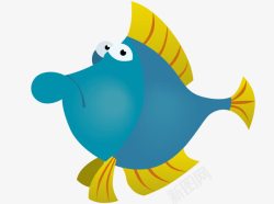 蓝色黄色海洋卡通噘嘴鱼素材