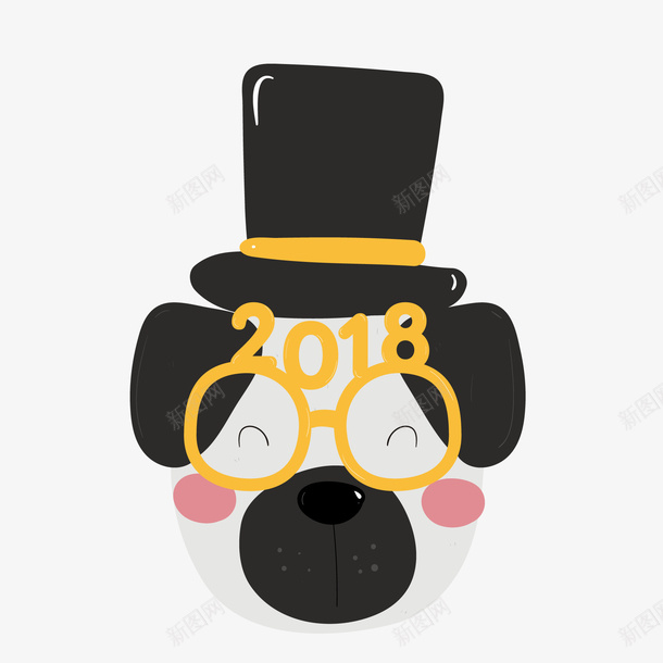 2018年可爱狗头矢量图ai免抠素材_88icon https://88icon.com 2018年 创意 卡通动物 可爱 新年 狗 狗年 矢量图