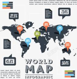 世界地图信息比例图表素材