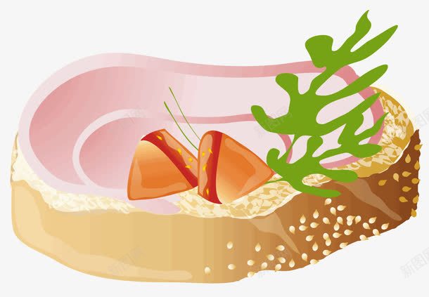 一种快餐类食物png免抠素材_88icon https://88icon.com 果酱 绿色蔬菜 肉片 芝麻面包 西红柿 食品