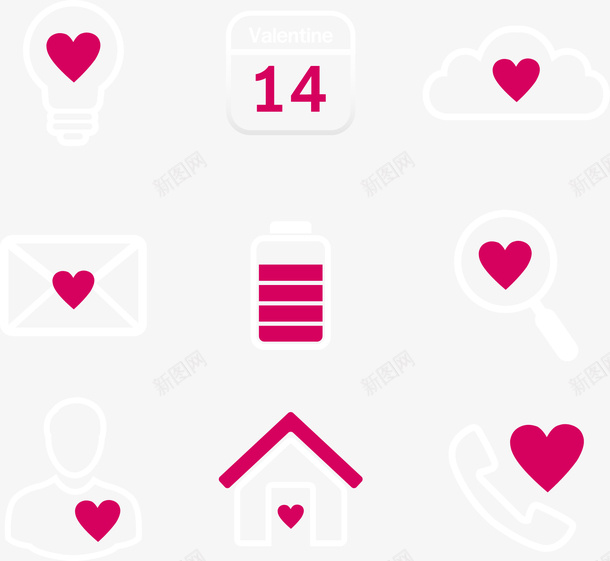 爱心简约情人节图标矢量图ai免抠素材_88icon https://88icon.com 2月14日 图标 情人节 爱心 矢量图