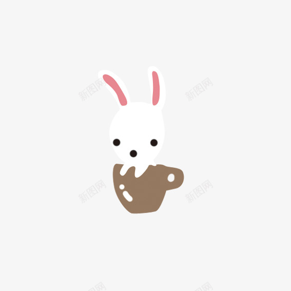 小兔子在杯子里面png免抠素材_88icon https://88icon.com 卡通小兔子 卡通杯子 咖色 白色