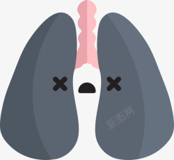 肺部受损黑色卡通受伤的肺部高清图片