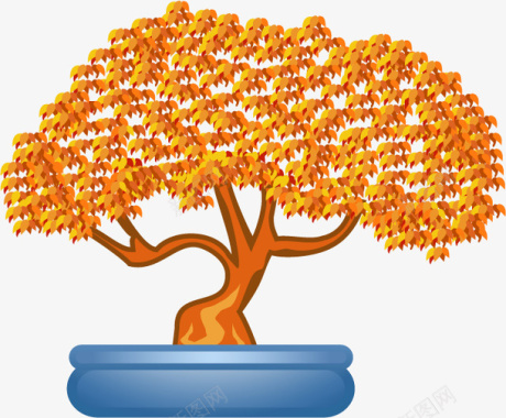 矢量树橙色树盆景矢量图图标图标