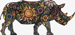 时尚彩色的犀牛图标矢量图素材
