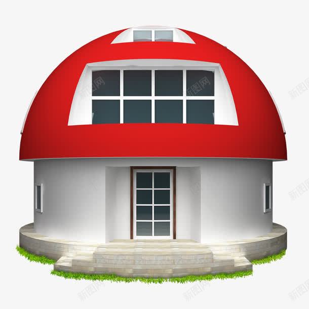 红色顶棚小屋png免抠素材_88icon https://88icon.com 小屋 白墙 穹顶 窗户 红瓦