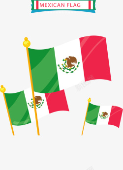 Mexico空中飘扬的墨西哥国旗矢量图高清图片