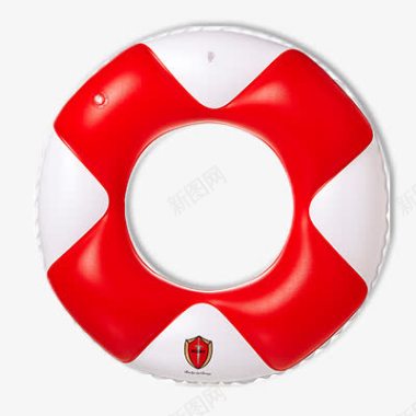 游泳的河马带标志的红色游泳圈图标图标
