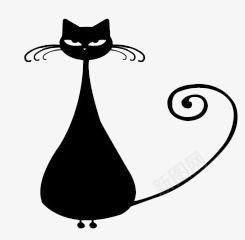 卡通黑色猫图标图标