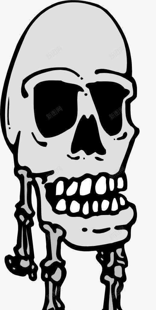 灰色骷髅png免抠素材_88icon https://88icon.com 卡通 手绘 灰色 牙齿 白色 简图 骨头 骷髅