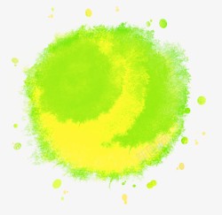 手绘黄绿色墨迹夏季装饰素材
