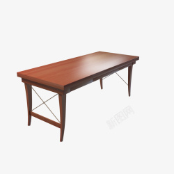 长形棕色简单中式书桌素材