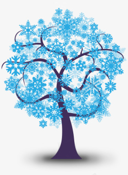 手绘蓝色的创意树素材