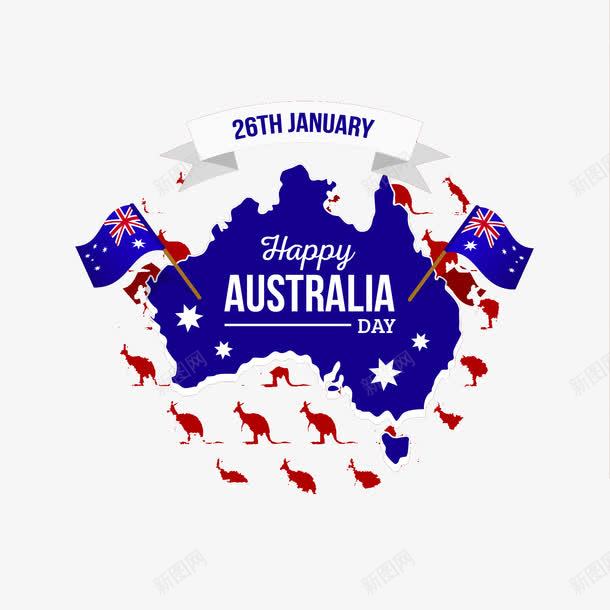 澳大利亚png免抠素材_88icon https://88icon.com 澳大利亚 澳大利亚地图 蓝色 袋鼠 装饰