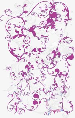 紫色唯美手绘花纹装饰素材