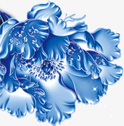 3D立体蓝色花朵素材