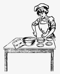 手绘的卡通做饭的女孩素材