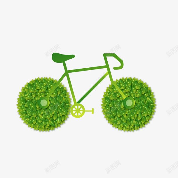 绿色树叶组成的单车png免抠素材_88icon https://88icon.com PNG 单车 树叶 绿色