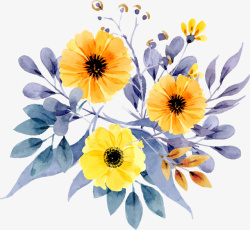 彩色手绘艳丽的花朵素材