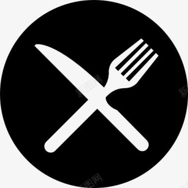 交叉的刀和叉在盘子里不吃图标图标