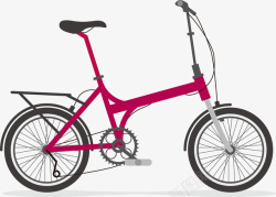 手绘卡通红色女士自行车素材