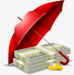 红伞下的金钱矢量图素材