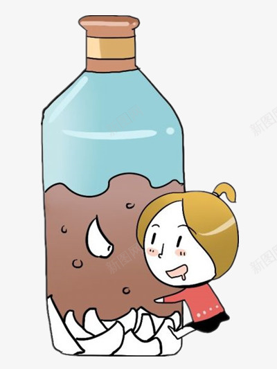 落入瓶里的蒜png免抠素材_88icon https://88icon.com 卡通女孩 手绘 玻璃瓶 蓝色