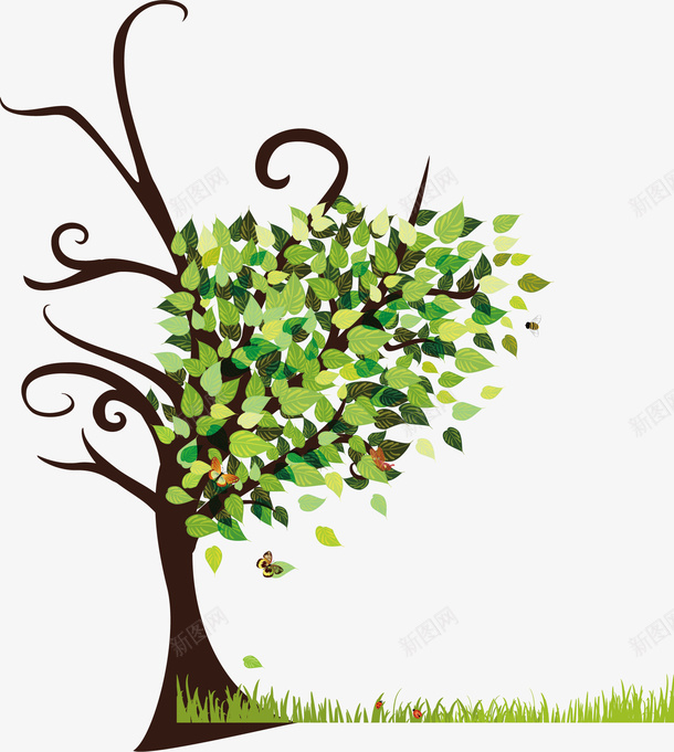 绿色树叶树木线条背景装矢量图ai免抠素材_88icon https://88icon.com 树叶 树木 矢量图免费下载 线条 绿色 背景装饰图案 矢量图