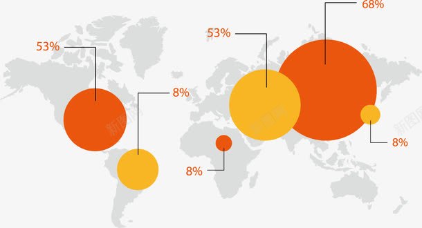 地域比例png免抠素材_88icon https://88icon.com 世界地图 数据 橙色 比例