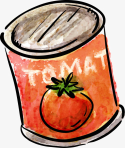水彩西红柿罐头矢量图素材