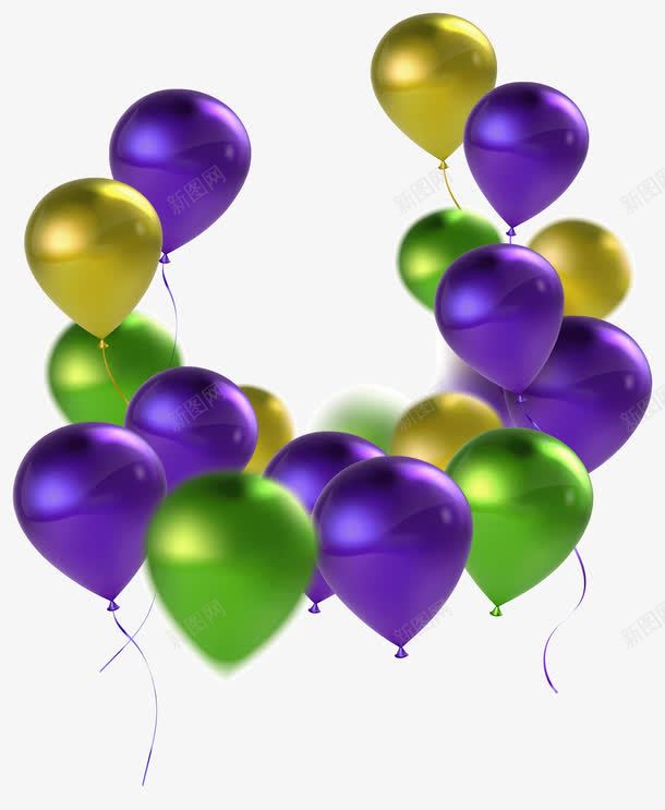绿色和紫色和金色气球背景png免抠素材_88icon https://88icon.com 气球 紫色 绿色 金色