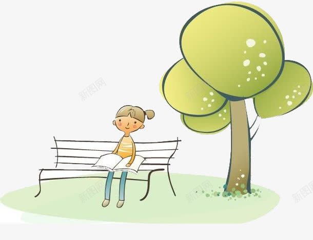 坐在树下读书png免抠素材_88icon https://88icon.com 坐在树下读书 小女孩 树 树下读书