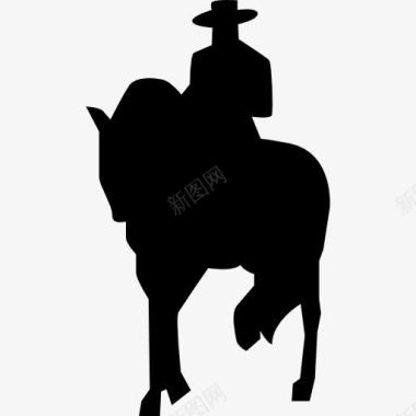 弗拉门戈的剪影一个人骑着一匹马图标图标