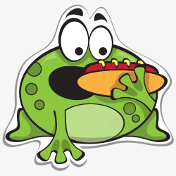 青蛙吃热狗卡通简图素材