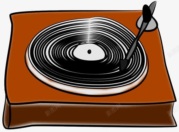 褐色唱片机png免抠素材_88icon https://88icon.com 卡通 唱片机 碟片 褐色