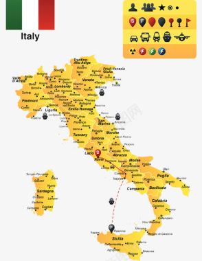 意大利商务旅游地图指南图标图标