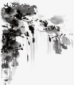 通向树中水墨画树松树船荷花梅花鹤山水画天鹅水墨书画中国画中图标高清图片
