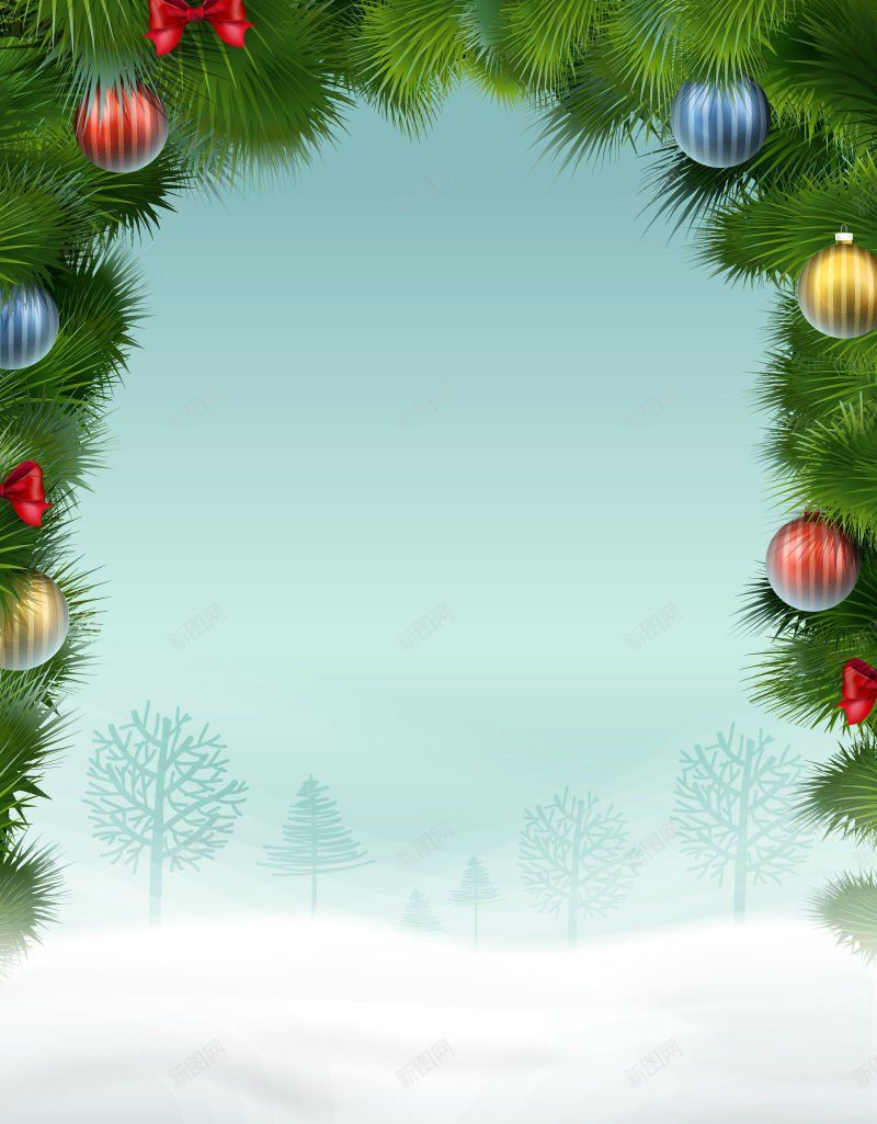 圣诞松枝边框雪地矢量创意jpg设计背景_88icon https://88icon.com 创意 圣诞松枝边框雪地矢量