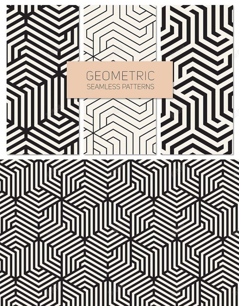 几何无缝纹理GeometricSeamlessPajpg设计背景_88icon https://88icon.com EPS Geometric Patterns Seamless Set 几何无缝纹理 底纹