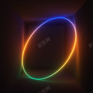 3D立体霓虹灯虚拟空间场景抽象迷幻KTV展板的闪烁背景