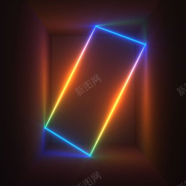 3D立体霓虹灯虚拟空间场景抽象迷幻KTV展板的闪烁背景