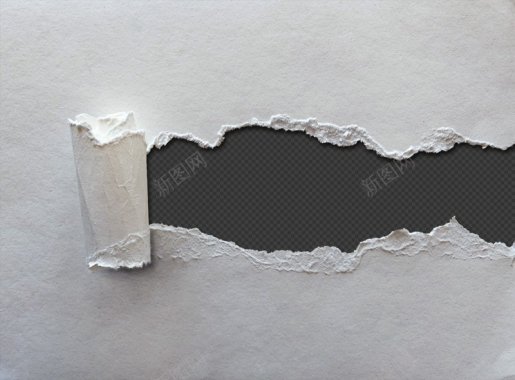 02887花纹随意的撕开白色的墙壁纸露出背面黑背景