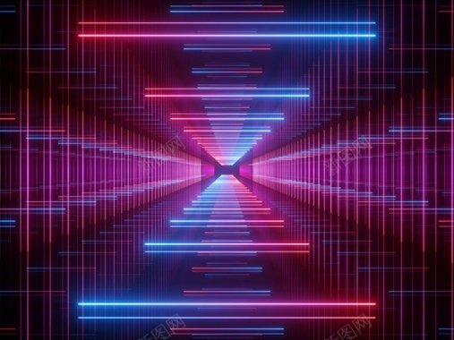 3D立体霓虹灯虚拟空间场景抽象迷幻KTV展板的闪烁背景