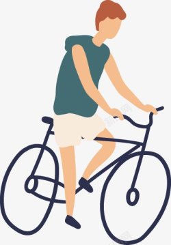 骑自行车的少年日常休闲生活卡通扁平人物图扁平等素材