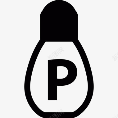 带字母P的灯泡技术图标图标