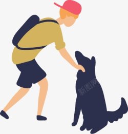 哄狗的背包少年日常休闲生活卡通扁平人物图扁平等素材