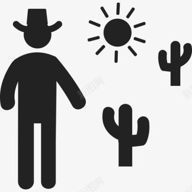 沙漠上的牛仔人们人类图标图标